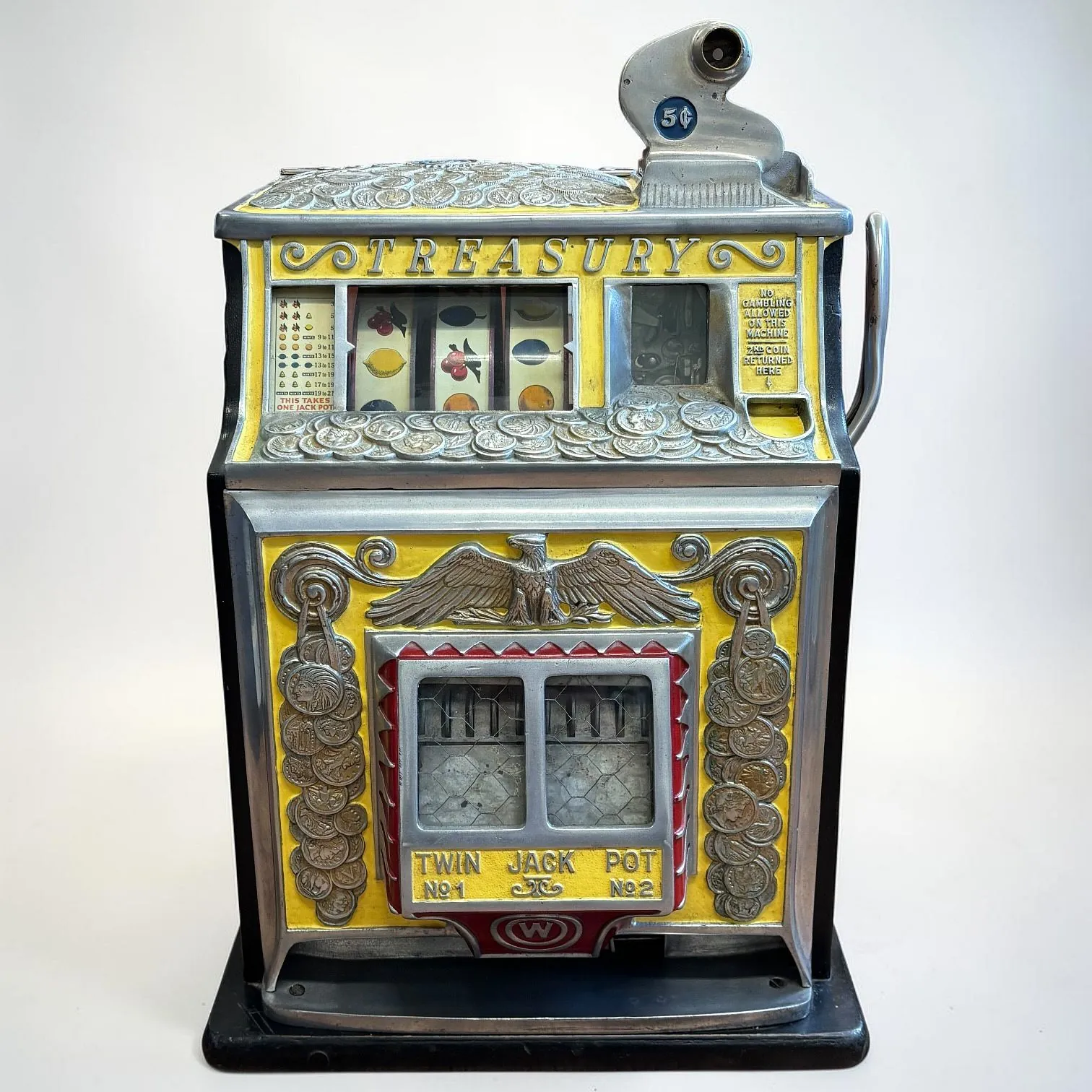 Vintage brass gambling apparatus representing Videoslots operator